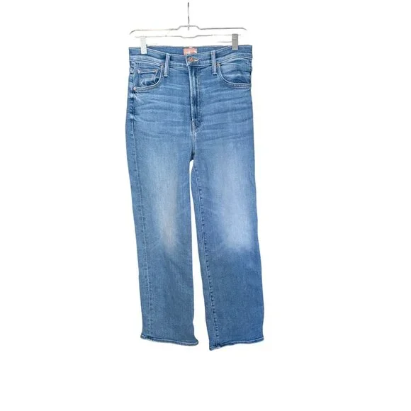 Mother Denim The Rambler Zip Flood Womens High-Waisted Blue Denim Jeans in Out o - Picture 3 of 9